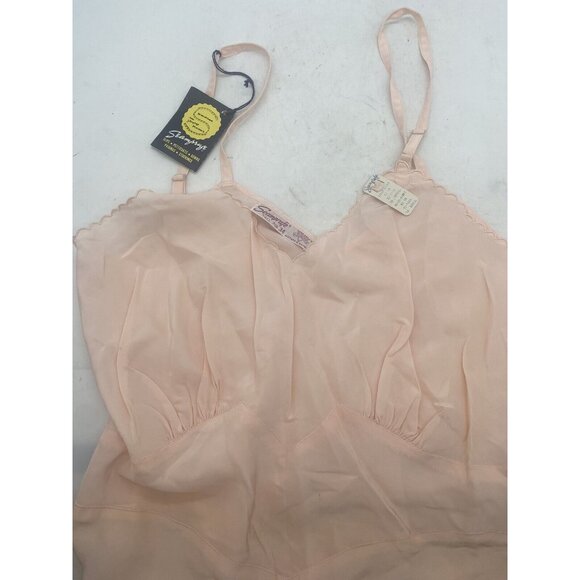 NOS Vintage Seamprufe Full Slip Womens Tall 34 Pink Lace Lingerie Midi READ - Picture 9 of 12